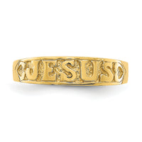 14K Gold Polished Jesus w/Hearts Ring-K5724