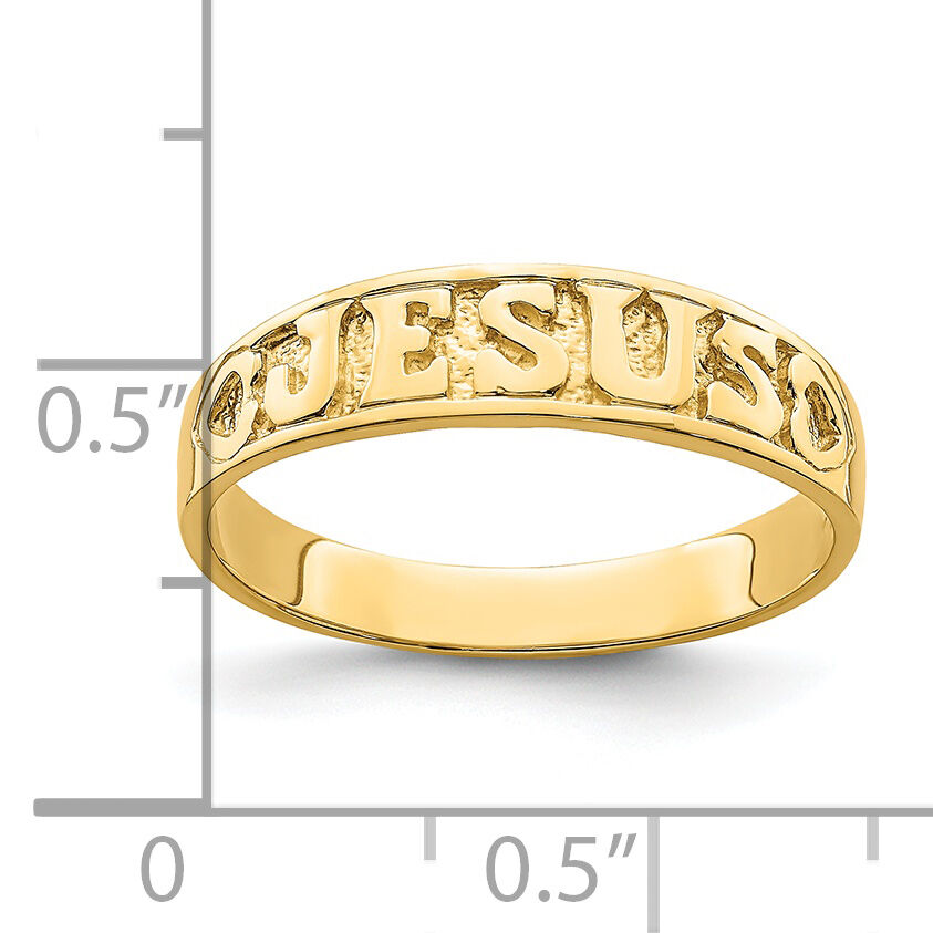 14K Gold Polished Jesus w/Hearts Ring-K5724