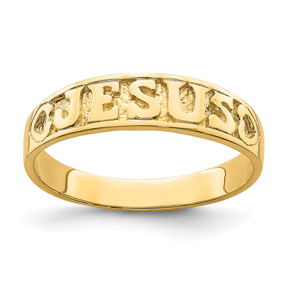 14K Gold Polished Jesus w/Hearts Ring-K5724