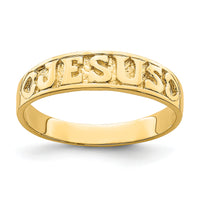 14K Gold Polished Jesus w/Hearts Ring-K5724