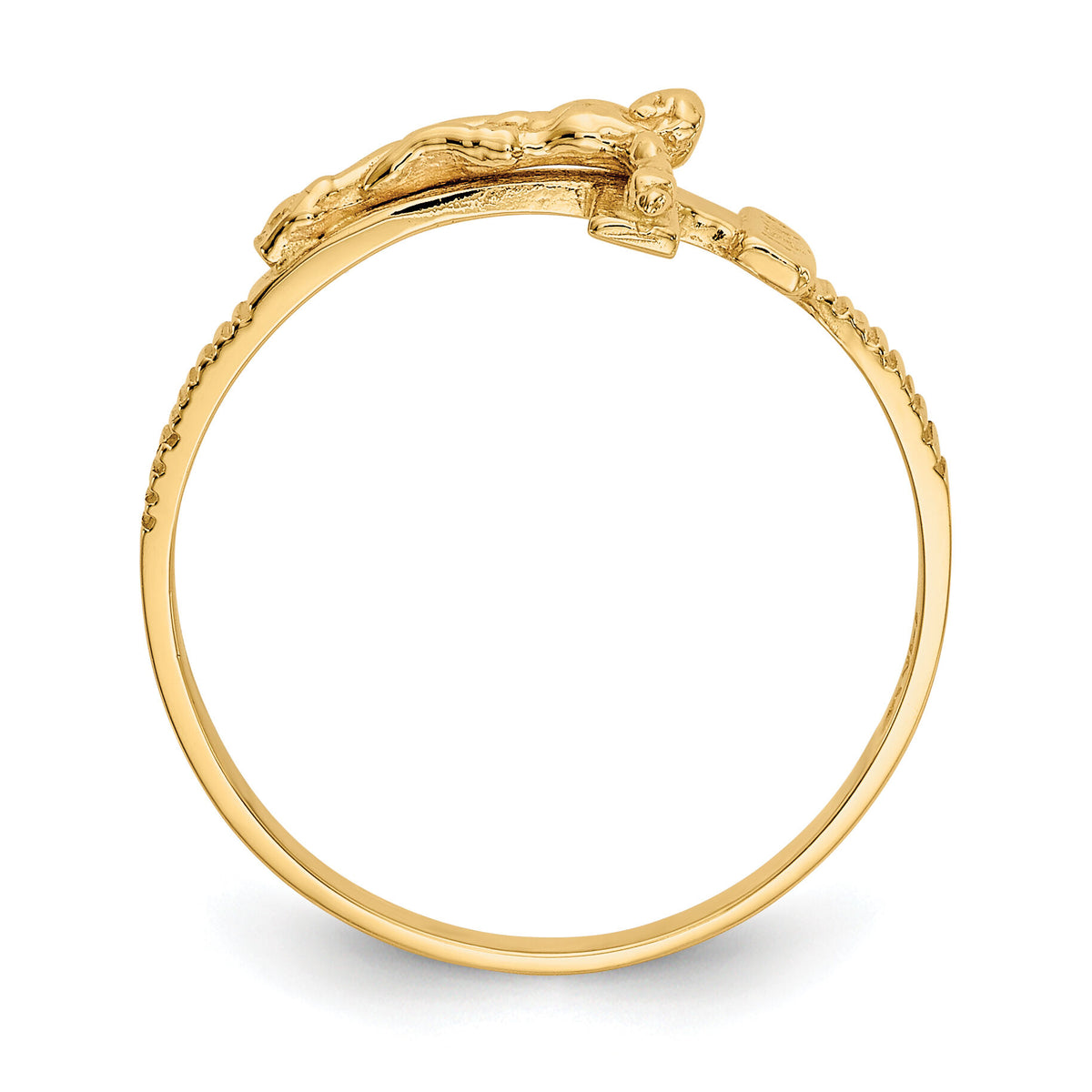 14K Gold Polished Jesus Band Ring-K5725