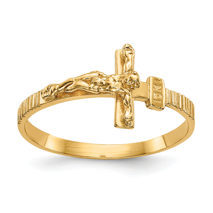 14K Gold Polished Jesus Band Ring-K5725
