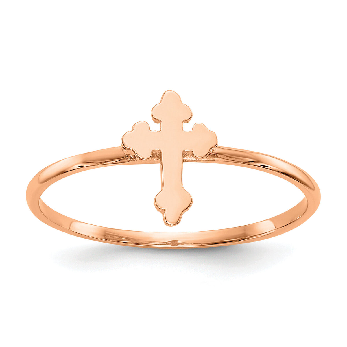 14k Rose Gold Polished Cross Ring-K5727