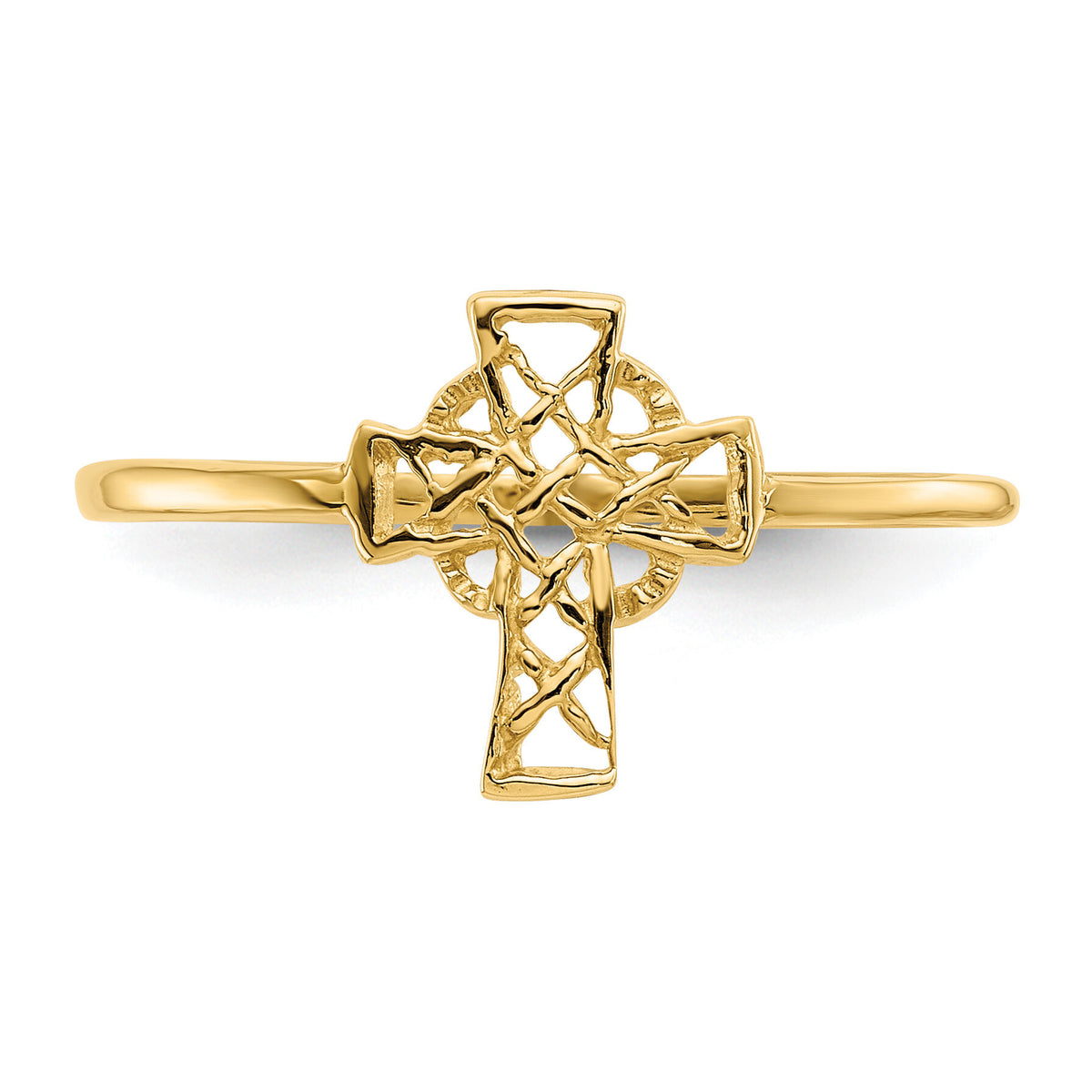 14k Polished Celtic Cross Ring-K5728