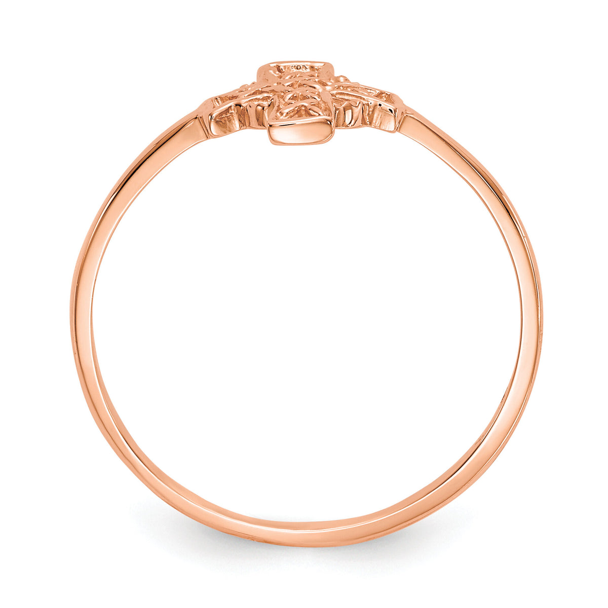 14k Rose Gold Polished Celtic Cross Ring-K5729