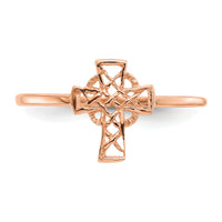 14k Rose Gold Polished Celtic Cross Ring-K5729