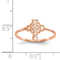 14k Rose Gold Polished Celtic Cross Ring-K5729