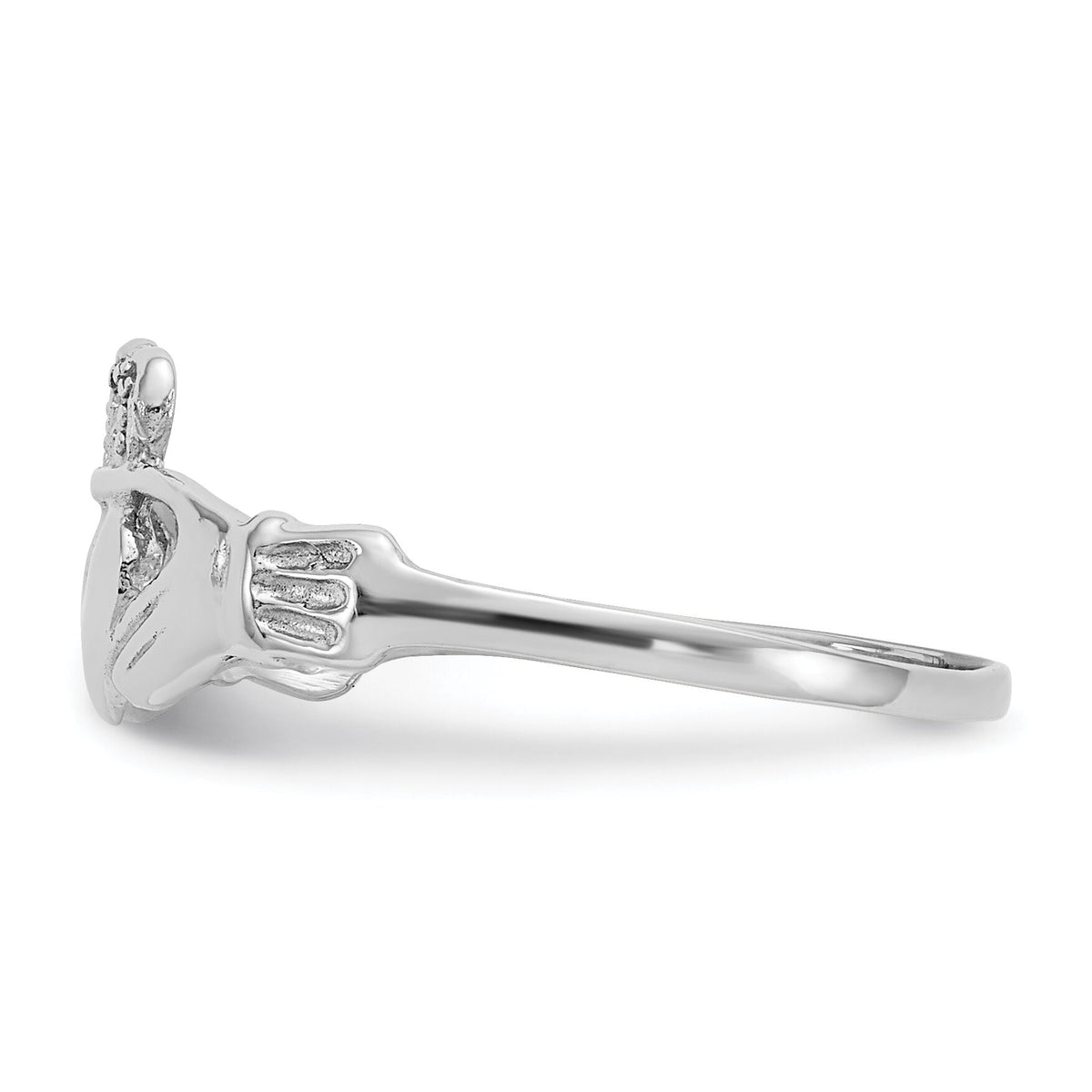 14k White Gold Polished Claddagh Ring-K573