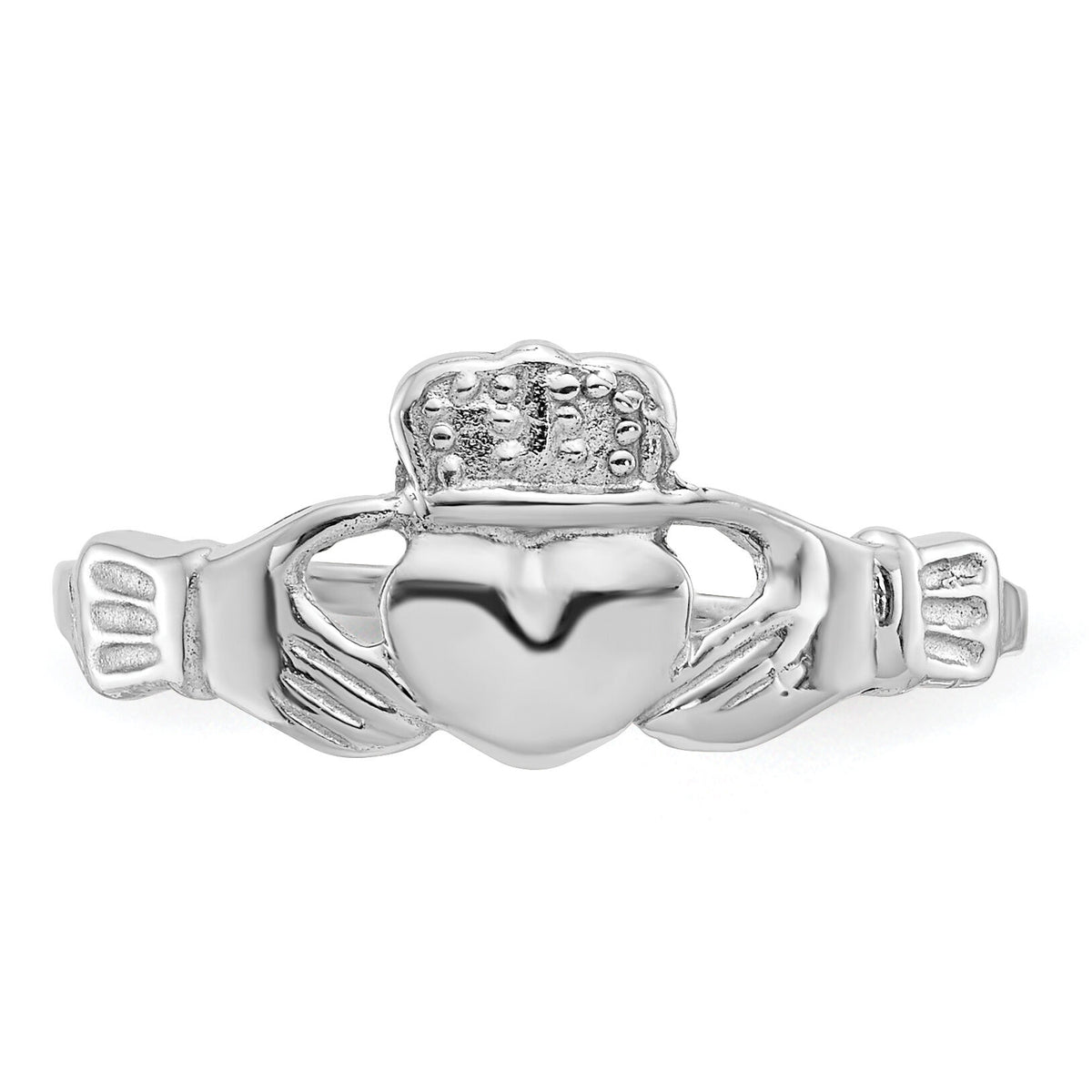 14k White Gold Polished Claddagh Ring-K573