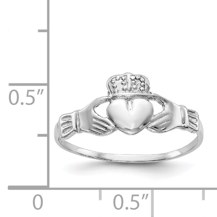 14k White Gold Polished Claddagh Ring-K573
