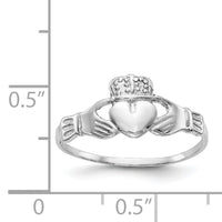 14k White Gold Polished Claddagh Ring-K573