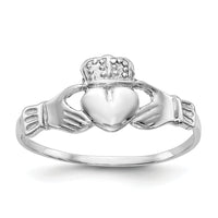 14k White Gold Polished Claddagh Ring-K573