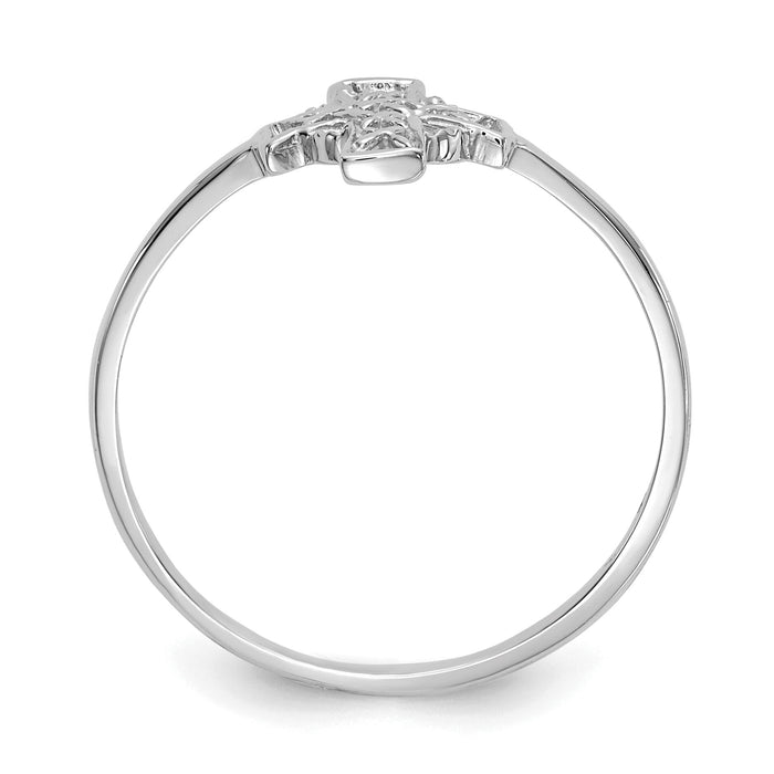 14k White Gold Polished Celtic Cross Ring-K5730