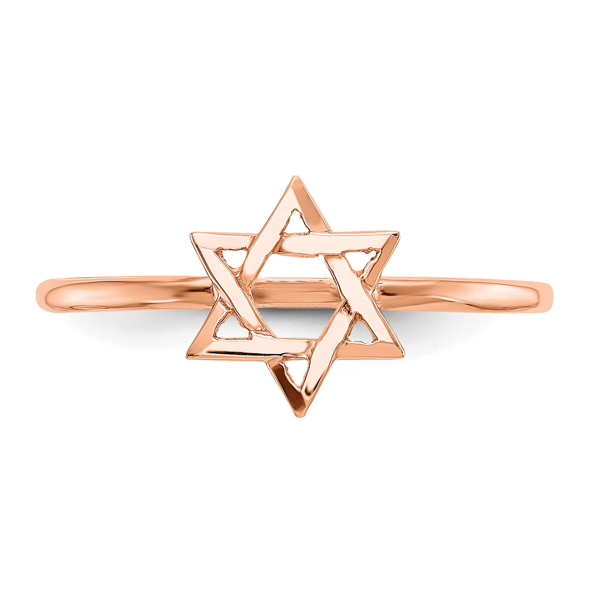 14k Rose Gold Polished Star of David Ring-K5732