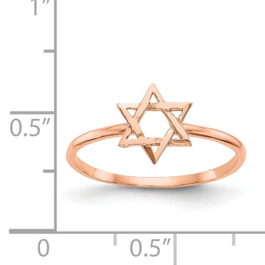 14k Rose Gold Polished Star of David Ring-K5732