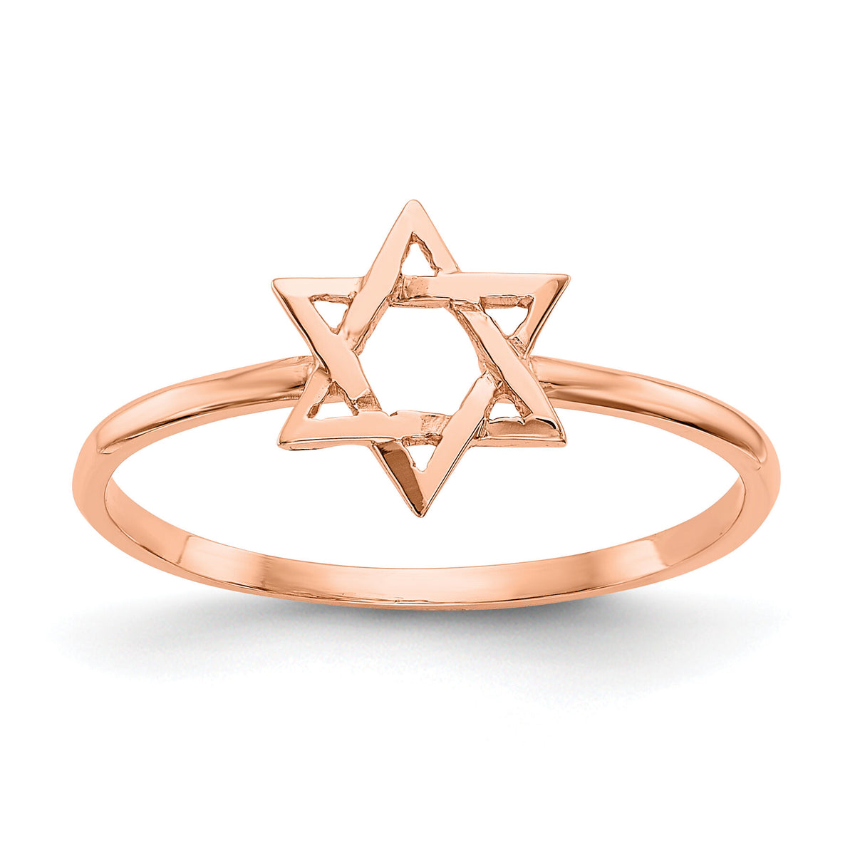 14k Rose Gold Polished Star of David Ring-K5732