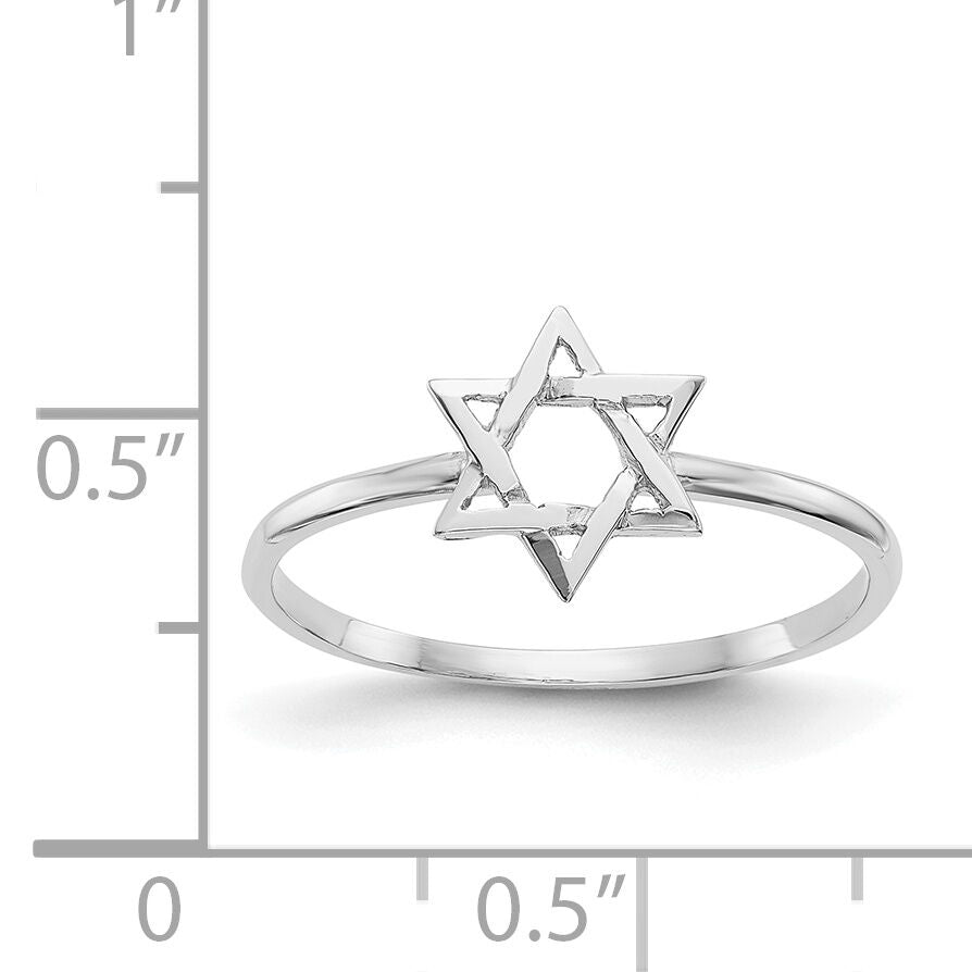 14k White Gold Polished Star of David Ring-K5733