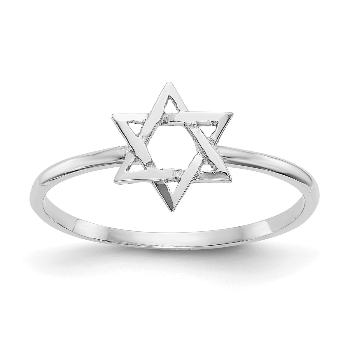 14k White Gold Polished Star of David Ring-K5733