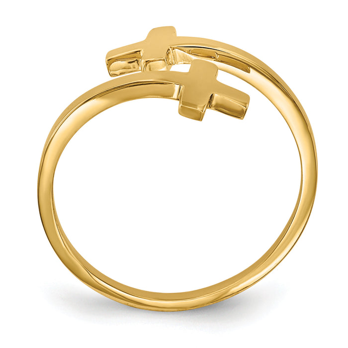 14k Polished Double Cross Ring-K5734