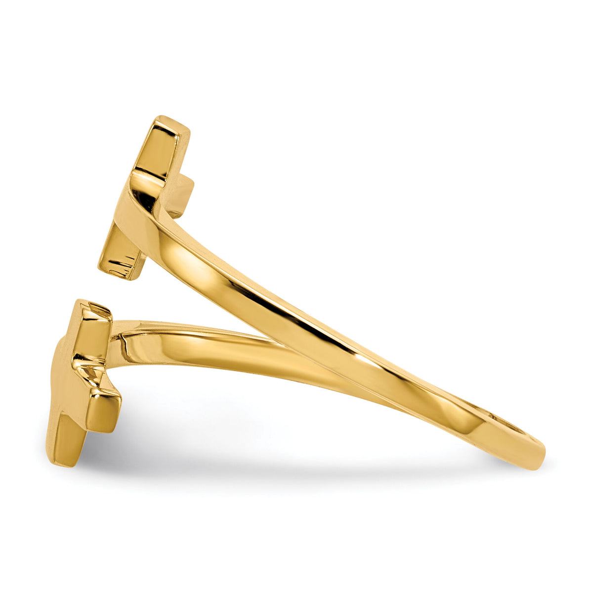 14k Polished Double Cross Ring-K5734