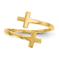 14k Polished Double Cross Ring-K5734