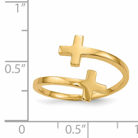 14k Polished Double Cross Ring-K5734