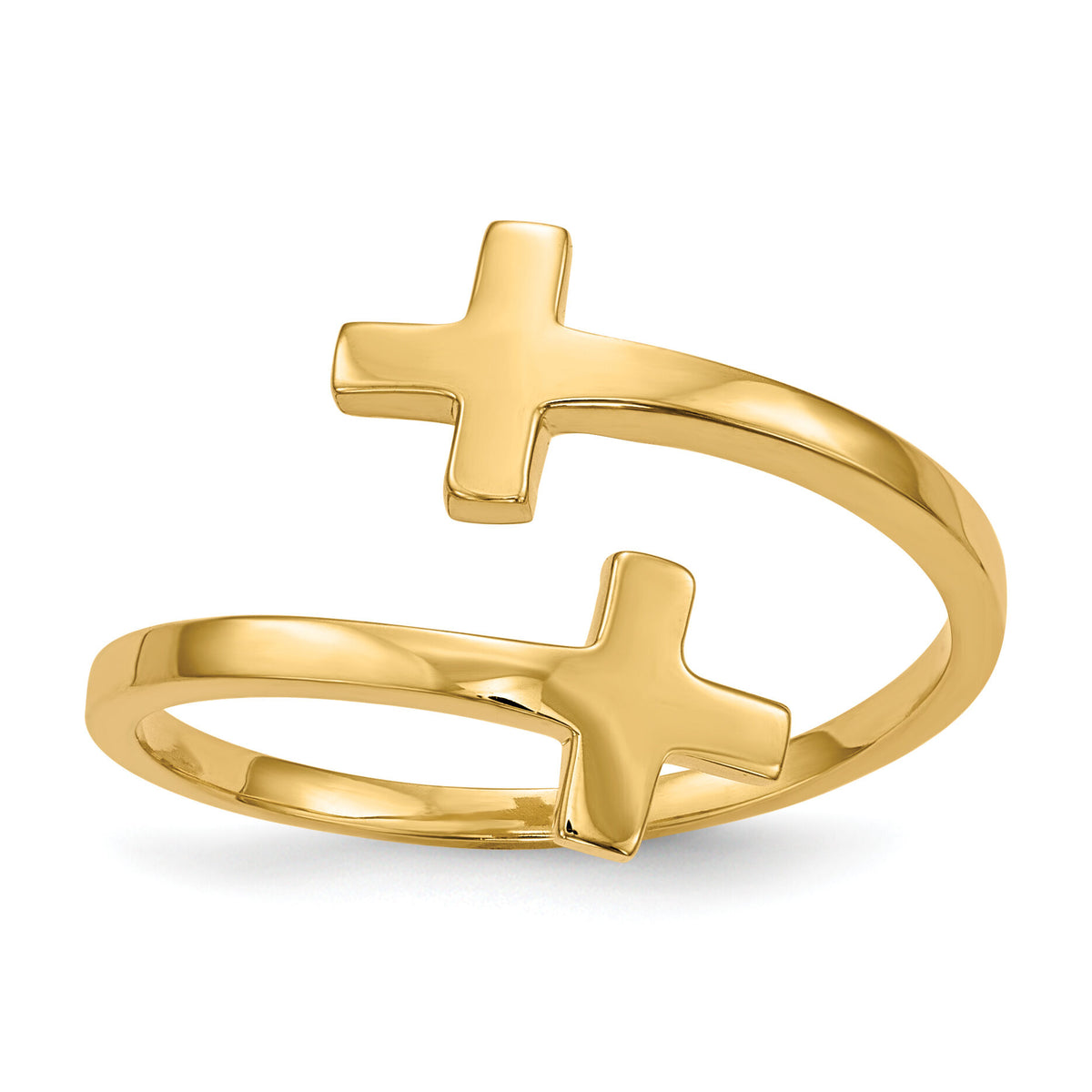 14k Polished Double Cross Ring-K5734