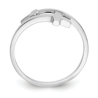 14k White Gold Polished Double Cross Ring-K5736