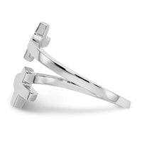 14k White Gold Polished Double Cross Ring-K5736