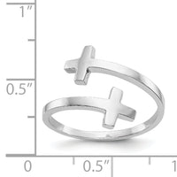 14k White Gold Polished Double Cross Ring-K5736