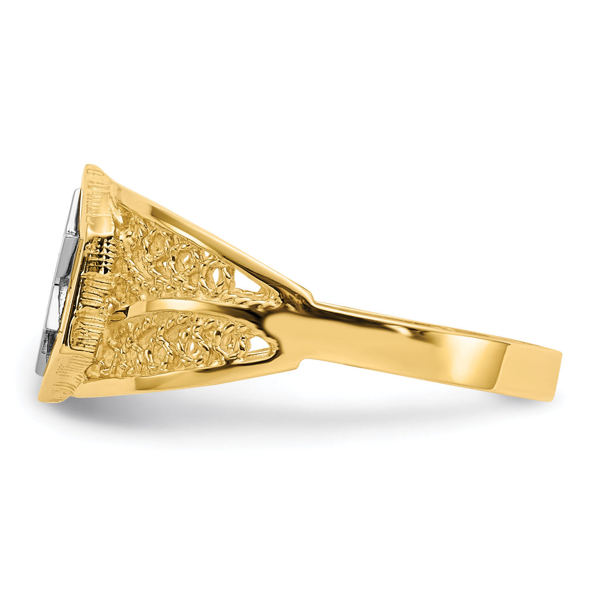 14k Two-Tone Polished Star of David Ring-K5737