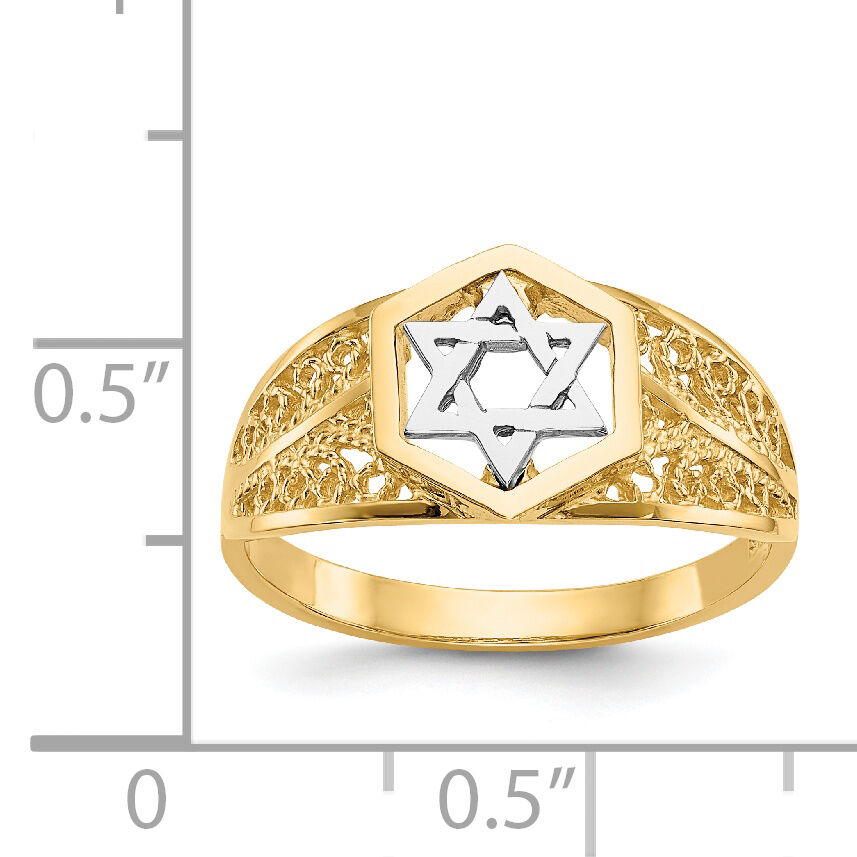 14k Two-Tone Polished Star of David Ring-K5737