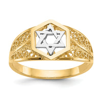 14k Two-Tone Polished Star of David Ring-K5737