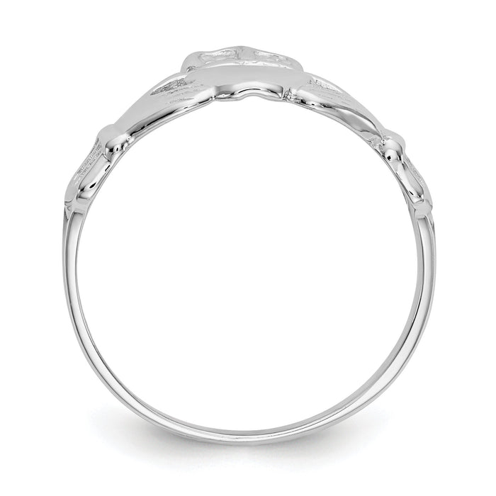 14k White Gold Polished Claddagh Ring-K574
