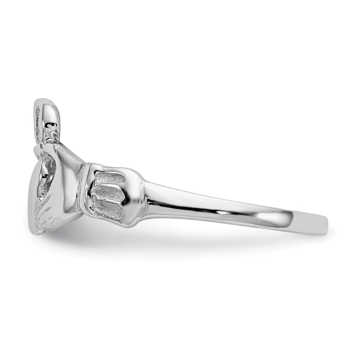 14k White Gold Polished Claddagh Ring-K574