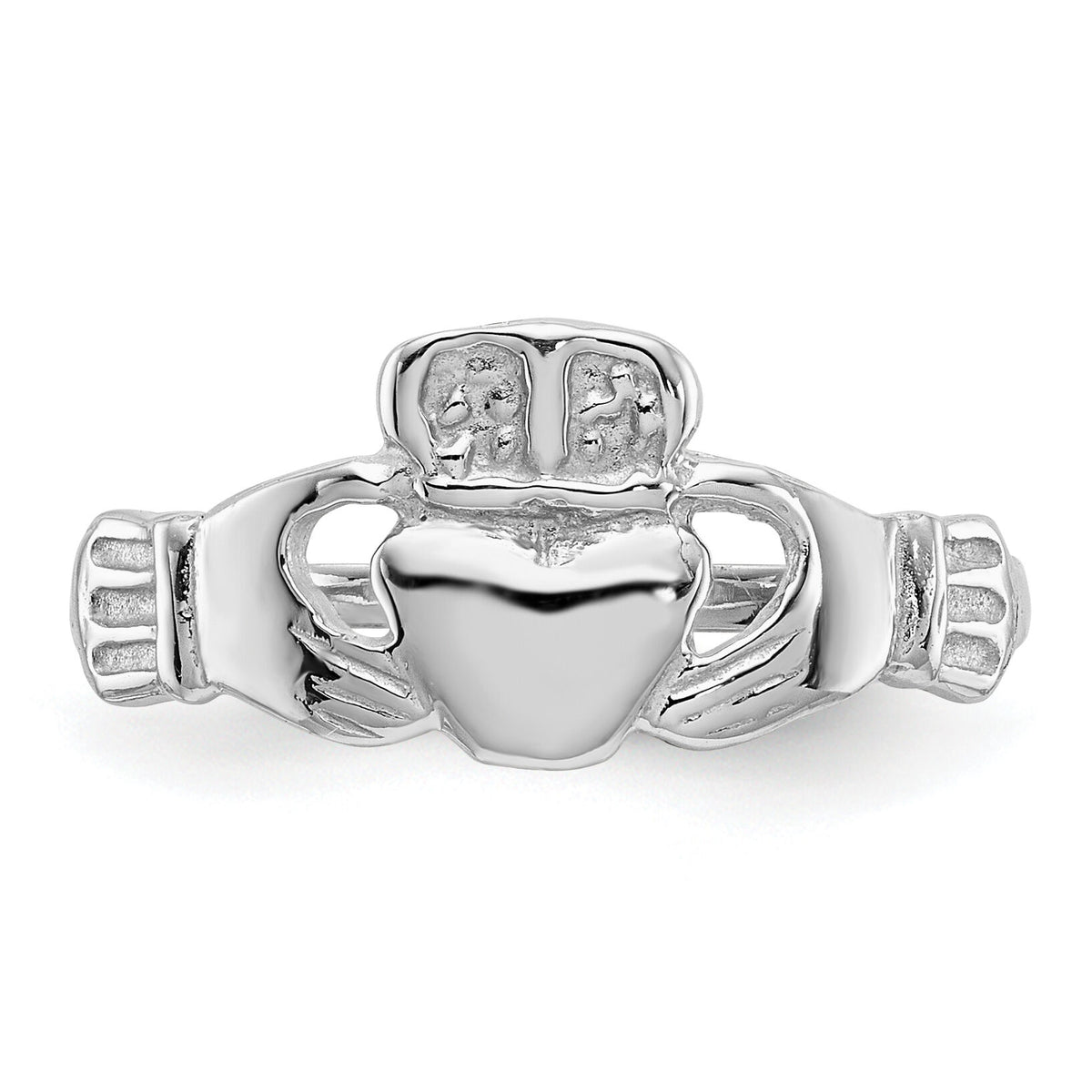 14k White Gold Polished Claddagh Ring-K574