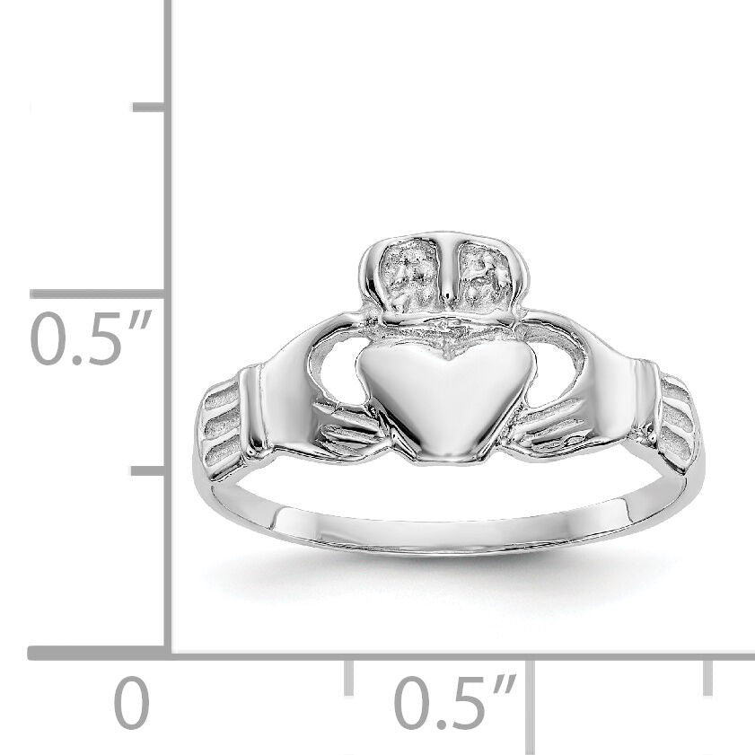 14k White Gold Polished Claddagh Ring-K574