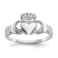 14k White Gold Polished Claddagh Ring-K574