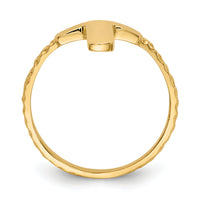 14k Polished Textured Cross Ring-K5740