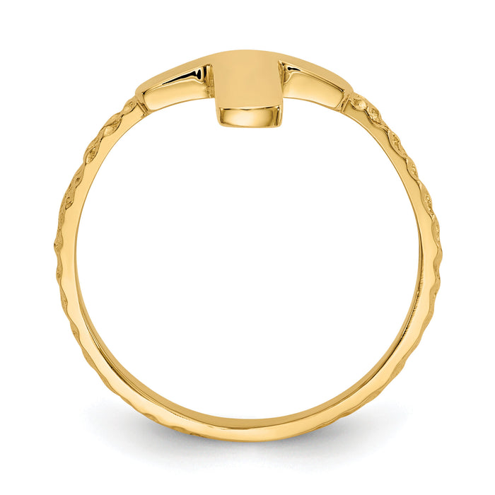 14k Polished Textured Cross Ring-K5740