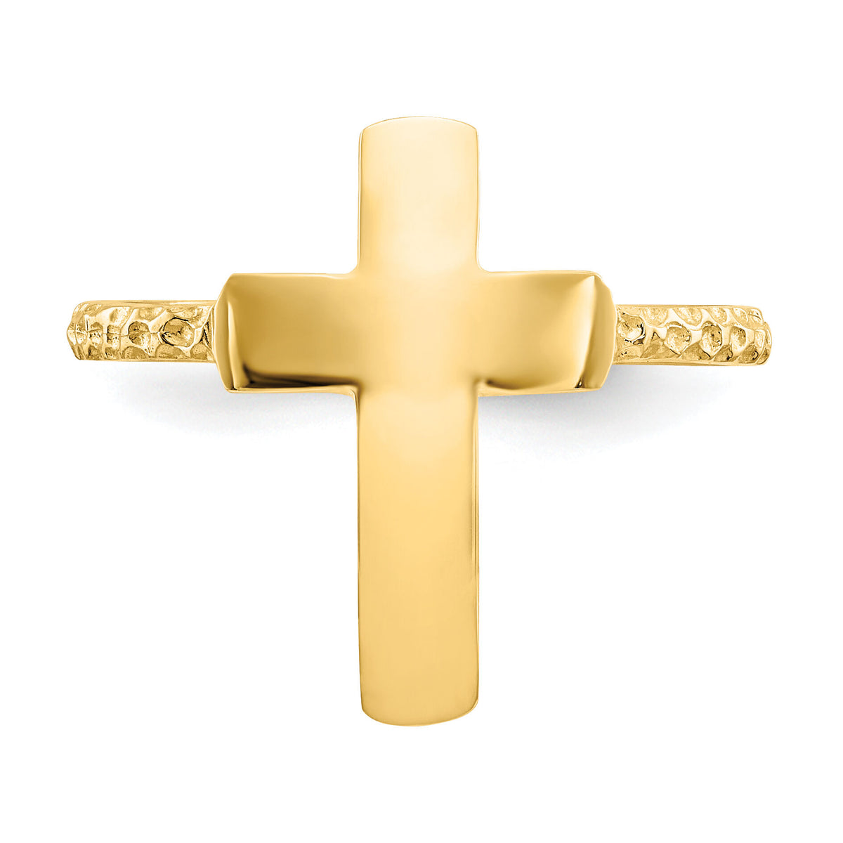 14k Polished Textured Cross Ring-K5740