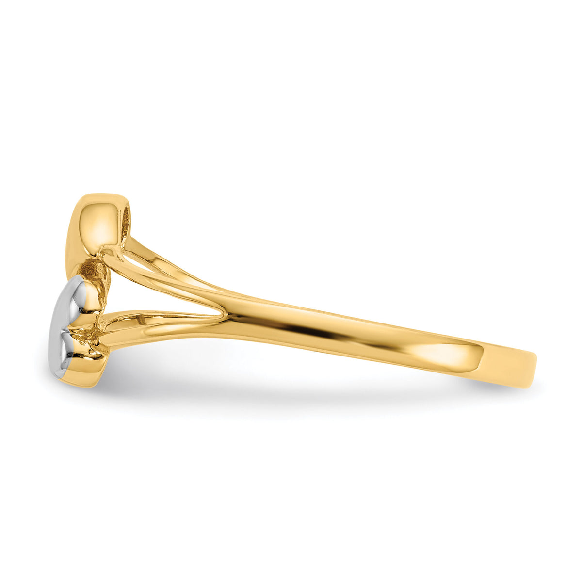 14k with Rhodium Double Heart Ring-K5743