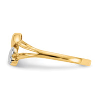 14k with Rhodium Double Heart Ring-K5743