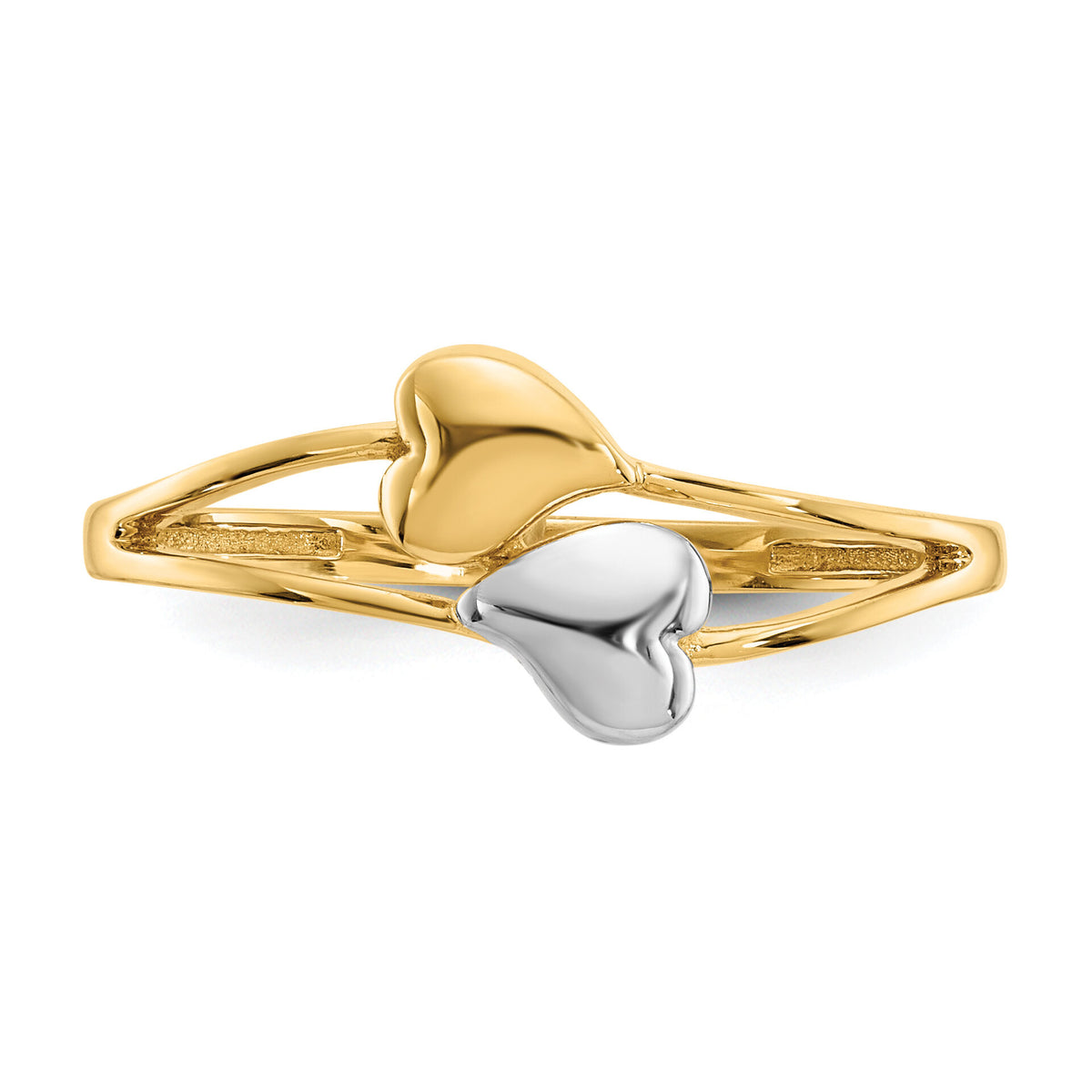 14k with Rhodium Double Heart Ring-K5743
