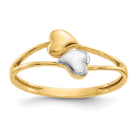 14k with Rhodium Double Heart Ring-K5743
