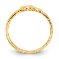 14k Gold Polished Adjoining Hearts Ring-K5744