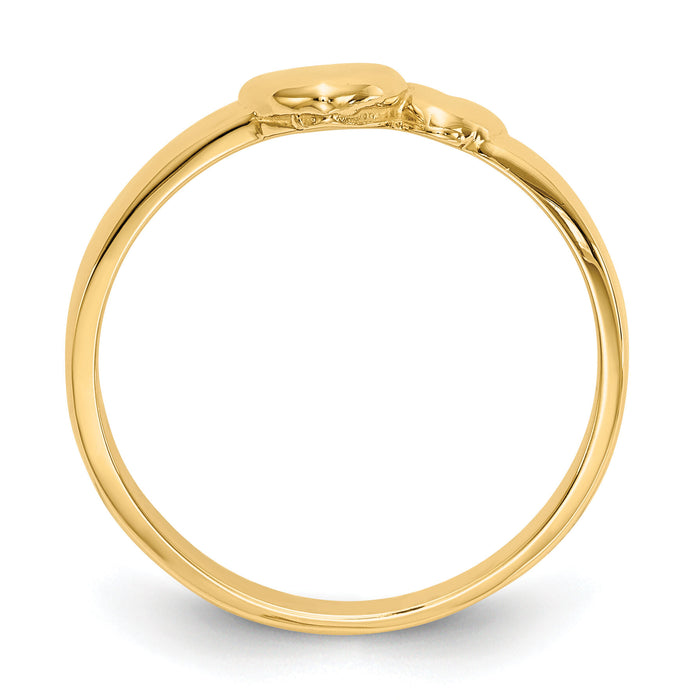 14k Gold Polished Adjoining Hearts Ring-K5744