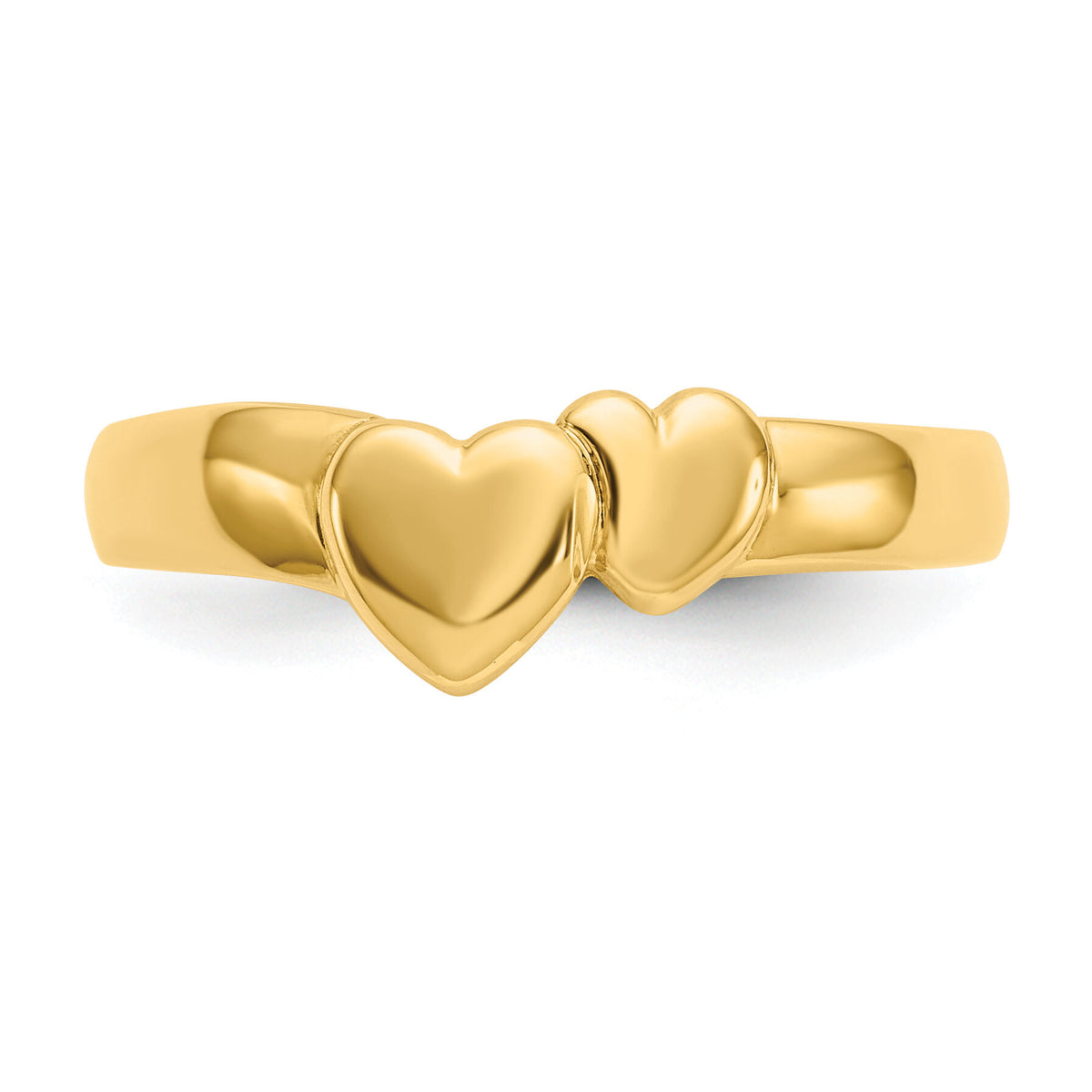 14k Gold Polished Adjoining Hearts Ring-K5744