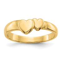 14k Gold Polished Adjoining Hearts Ring-K5744