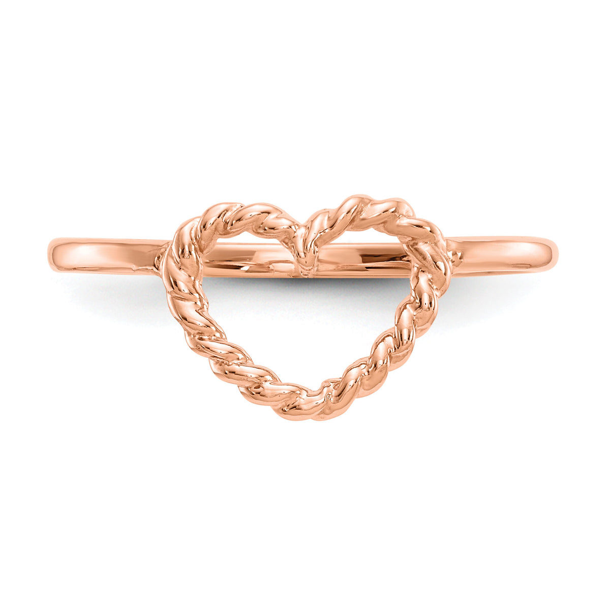 14k Rose Gold Polished & Textured Heart Ring-K5749